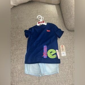 NWT Levi's Kids doodle logo tee short set size 4T